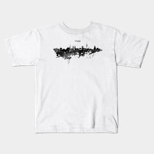 Munich Black and White Skyline Silhouette Kids T-Shirt